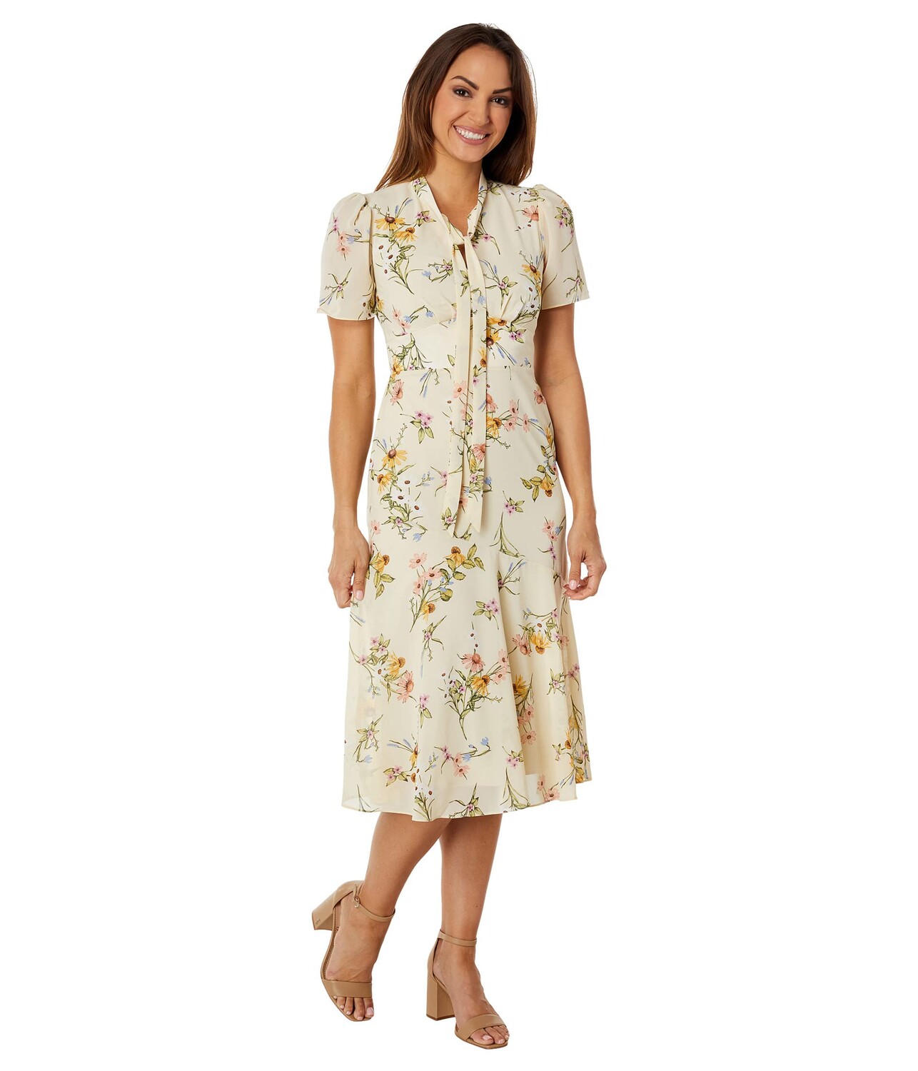 

Платье Maggy London, Midi Dress with Center Front Neck Tie