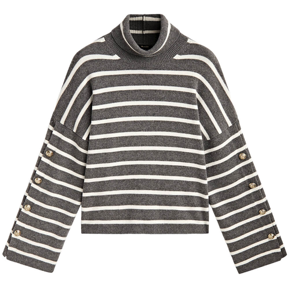 

Свитер Massimo Dutti Striped High Neck, серый