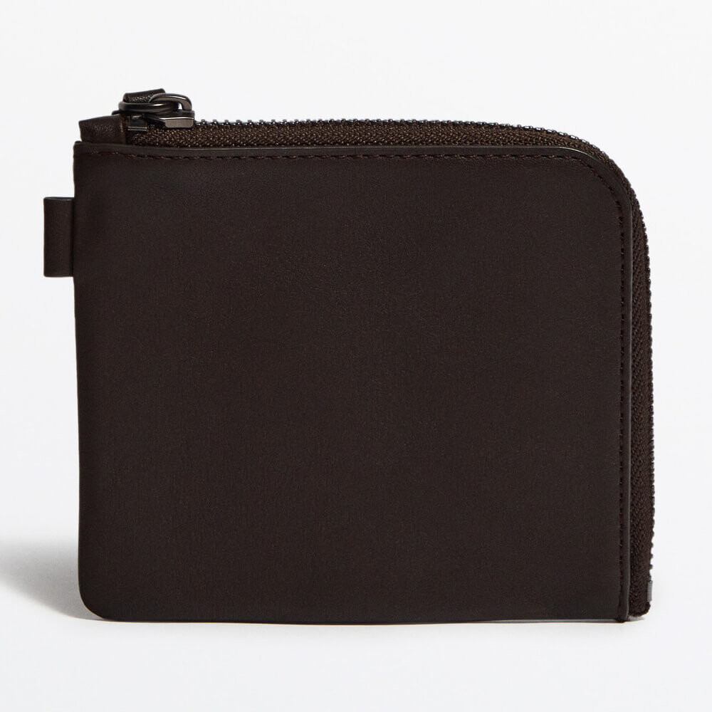 

Кошелек Massimo Dutti Leather Studio With Zip, темно-коричневый