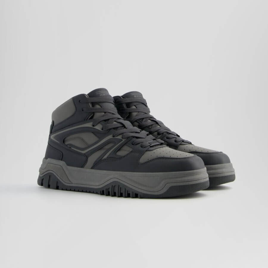 

Кроссовки Bershka Men’s High Top Trainers With Layered Pieces, серый