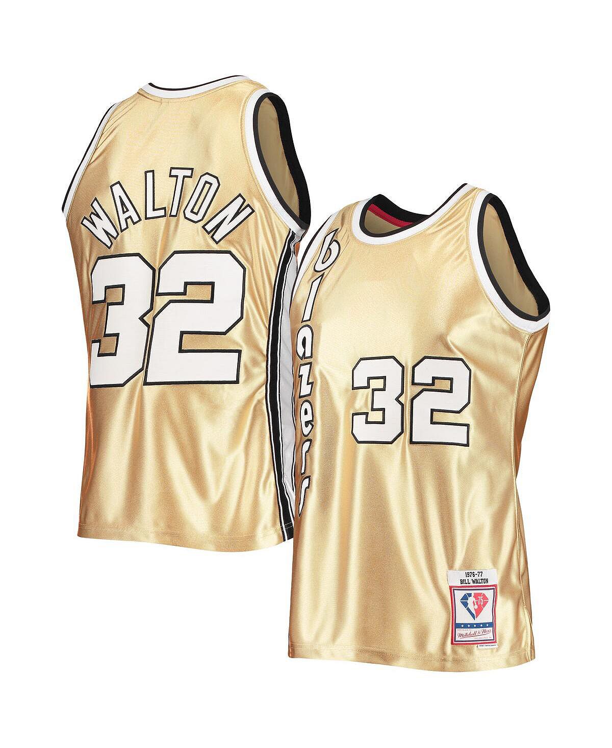 Мужская футболка bill walton gold portland trail blazers 75th anniversary 1976-77 hardwood classics swingman jersey Mitchell & Ness фигурки билл и тэд toony classics от neca