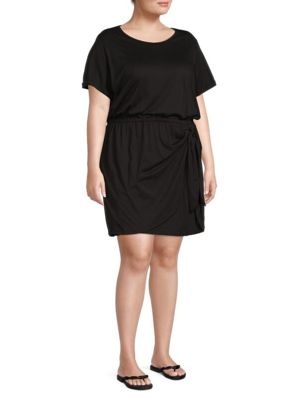 

Однотонное блузонное платье большого размера плюс Calvin Klein Black