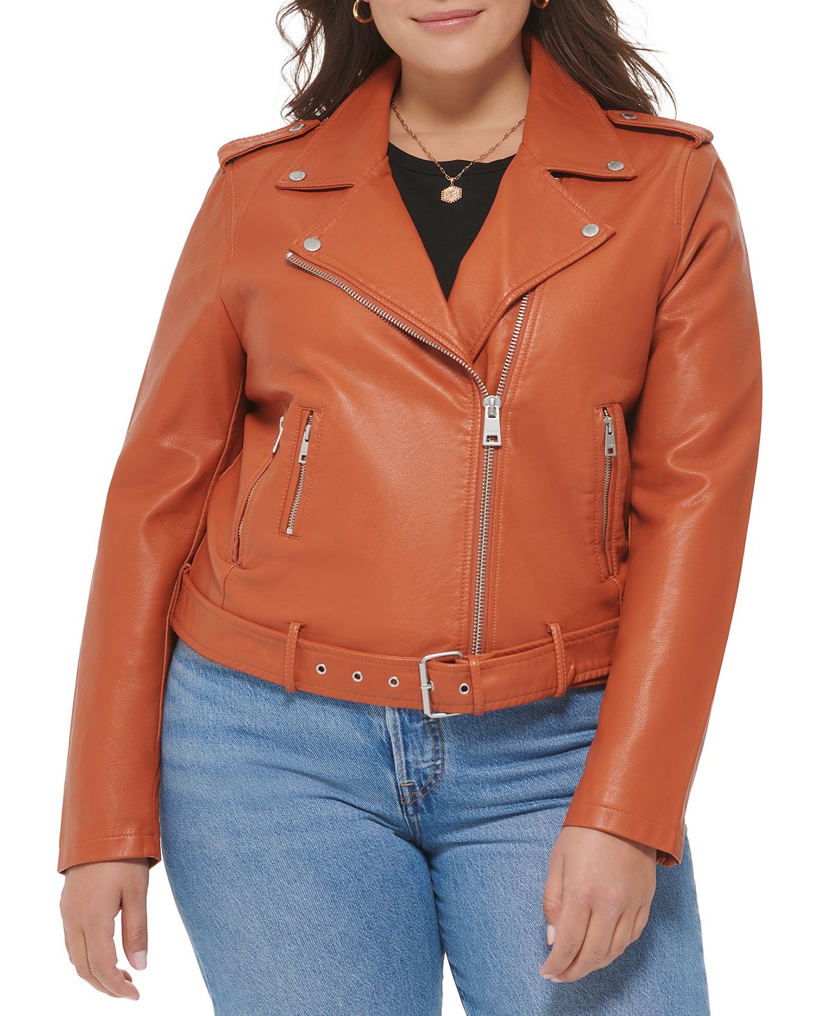 Косуха с поясом Levi's, золотисто-коричневый женская мотоциклетная верхняя одежда с поясом демисезонная длинная куртка из искусственной кожи с лацканами 2023