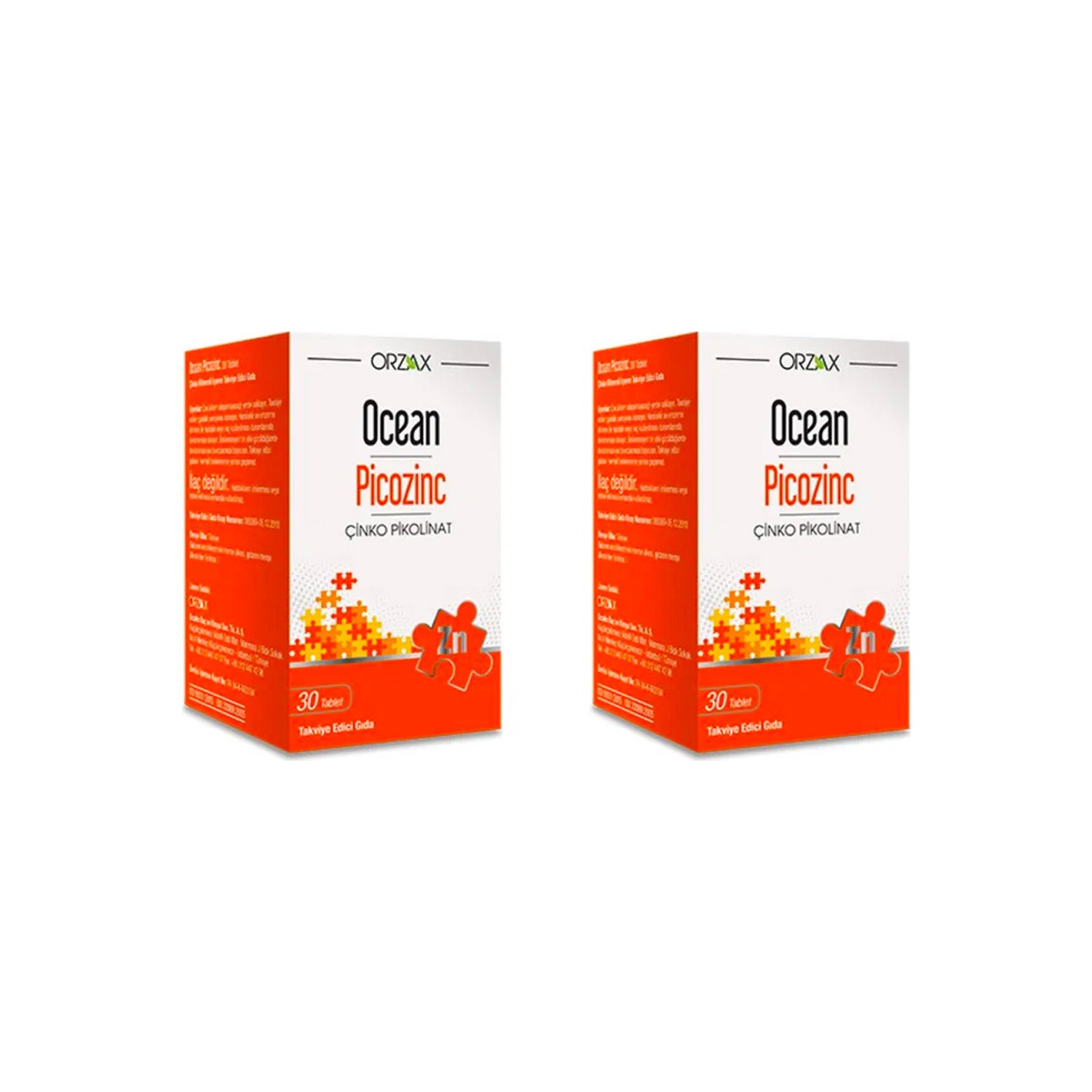 Пищевая добавка Orzax Ocean Picozinc Cinko Picolinate, 2 упаковки по 30 таблеток цена и фото