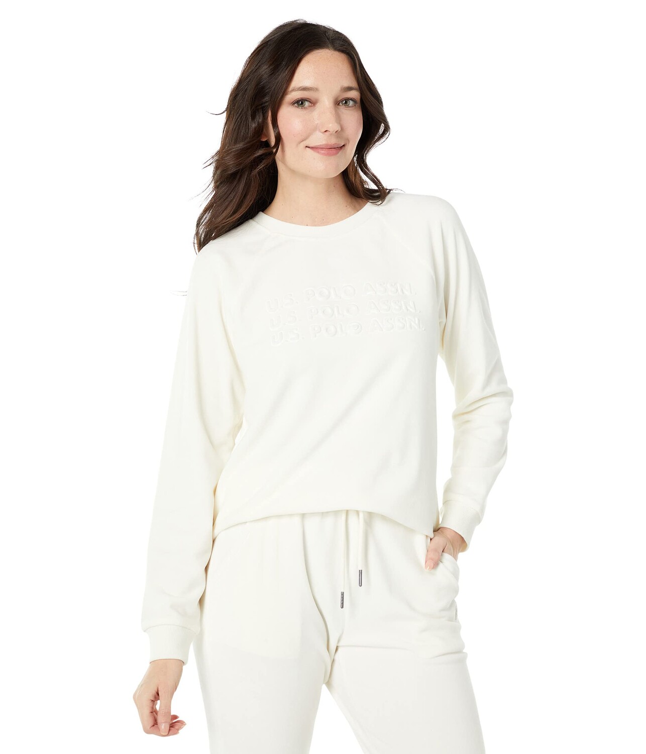 

Пуловер U.S. POLO ASSN., Long Sleeve Velour Logo Crew Neck, Белый