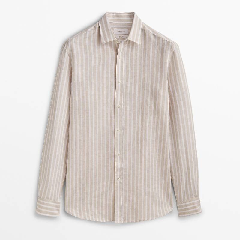 

Рубашка Massimo Dutti Slim Fit Striped Cotton, бежевый