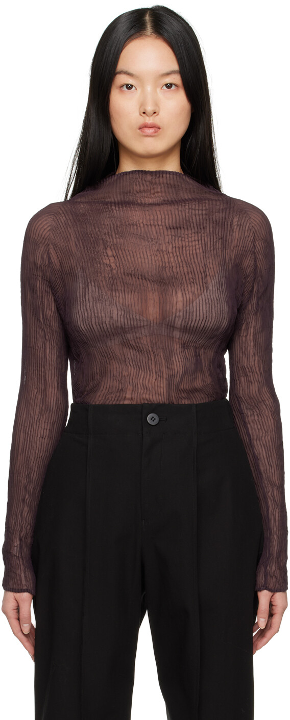 

Фиолетовая шифоновая водолазка Twist 1 Issey Miyake, Фиолетовый