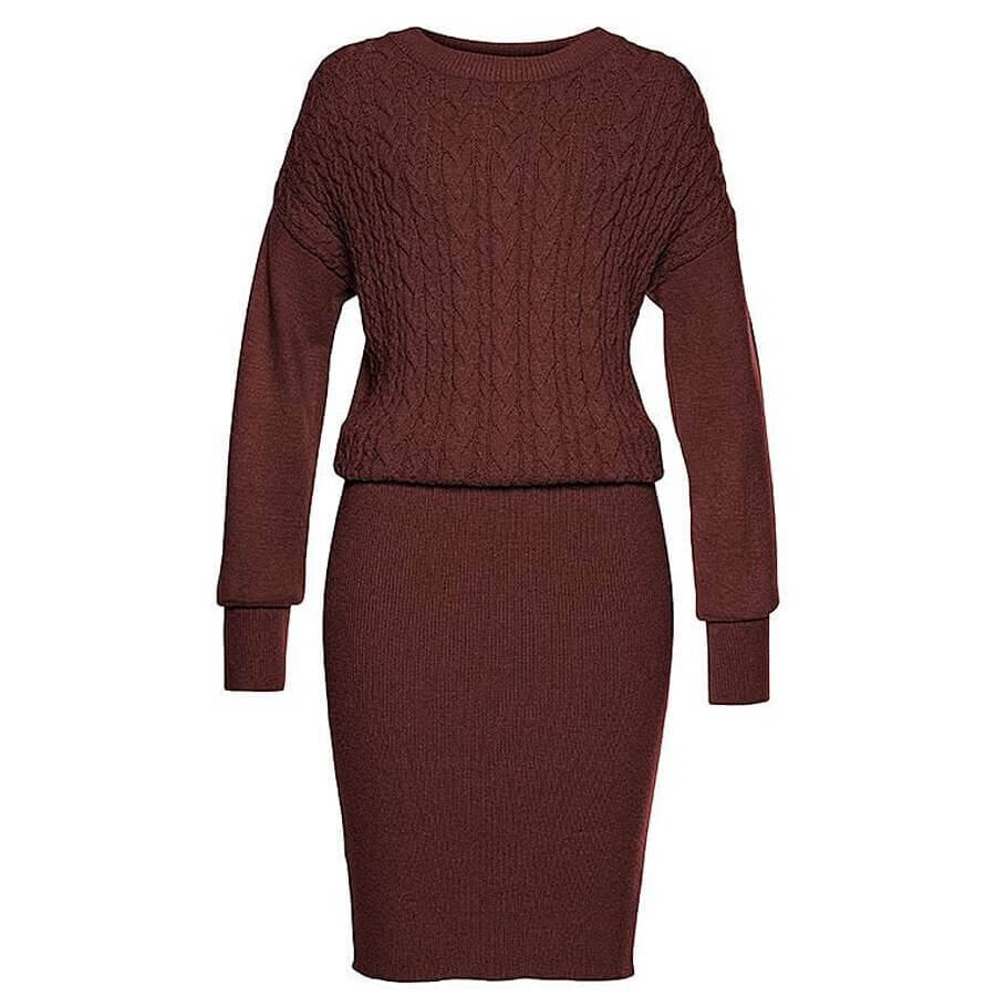 

Платье Lascana Cable-Knit Sweater, коричневый