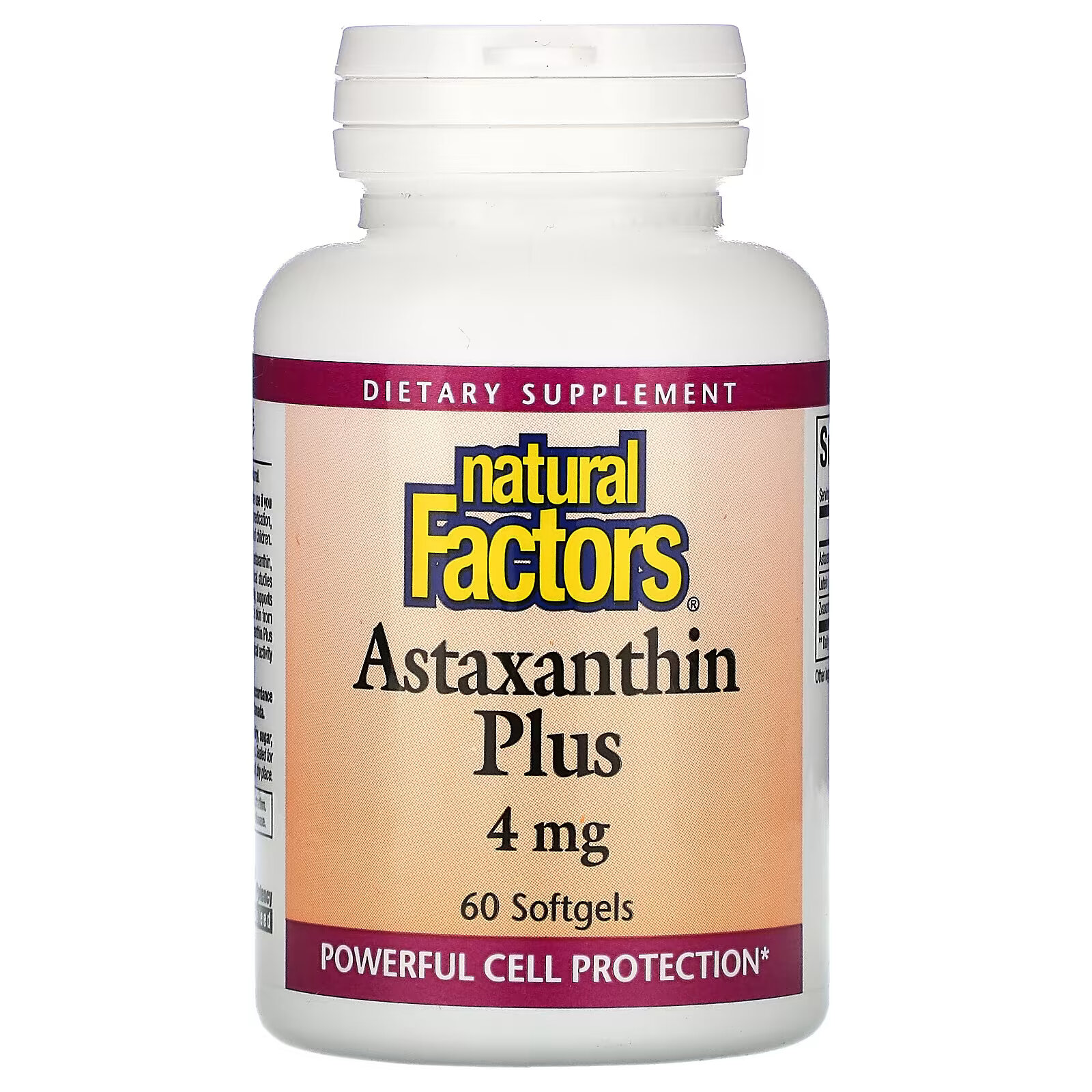 цена Natural Factors, Astaxanthin Plus, астаксантин, 4 мг, 60 капсул