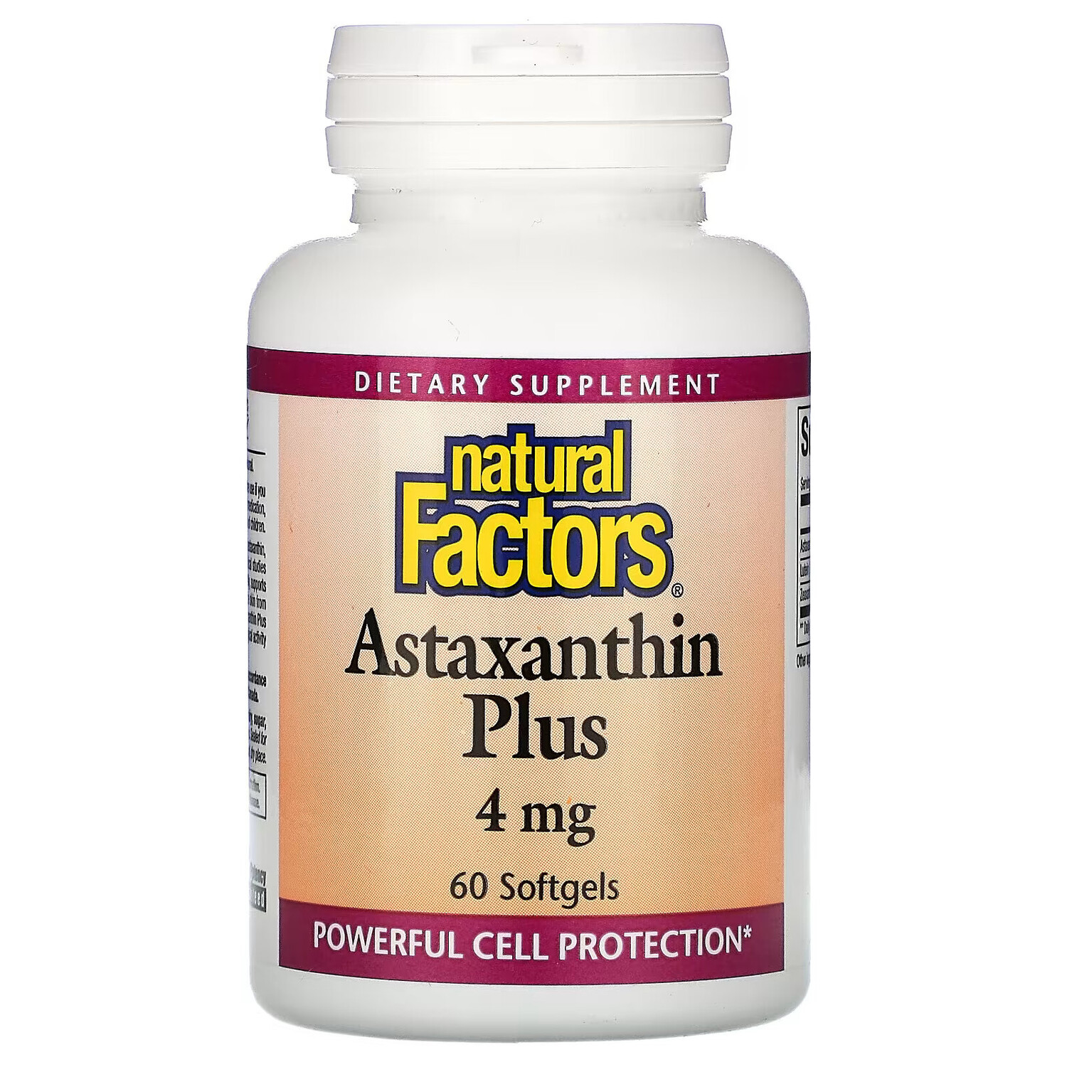 

Natural Factors, Astaxanthin Plus, астаксантин, 4 мг, 60 капсул