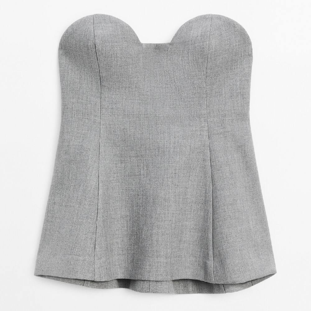 

Топ Massimo Dutti With Sweetheart Neckline, серый