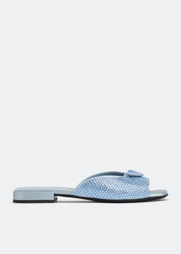 

Мюли PRADA Satin crystal mules, синий