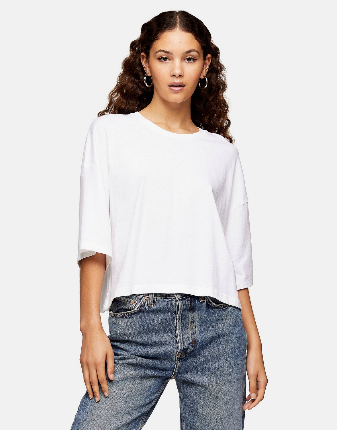 

Белая футболка свободного кроя с короткими рукавами Topshop