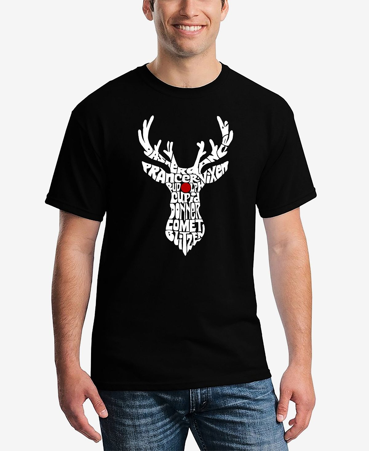 Мужская футболка с коротким рукавом и надписью santa's reindeer word art LA Pop Art, черный