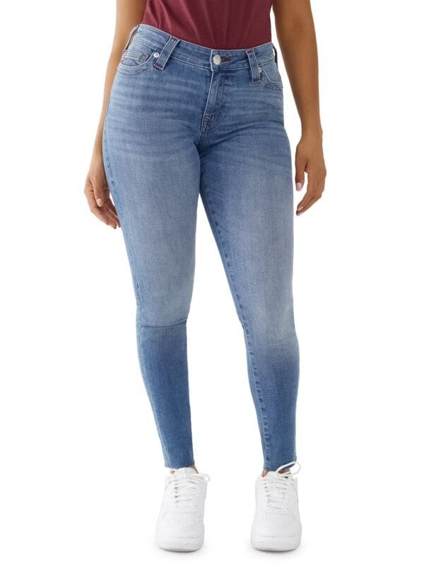 

Укороченные джинсы True Religion с бахромой по краю Jennie, голубой