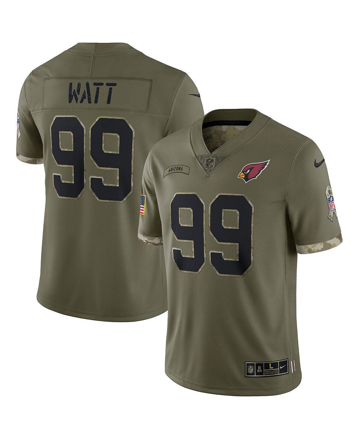 

Мужские j.j. watt olive arizona cardinals 2022 salute to service limited джерси Nike