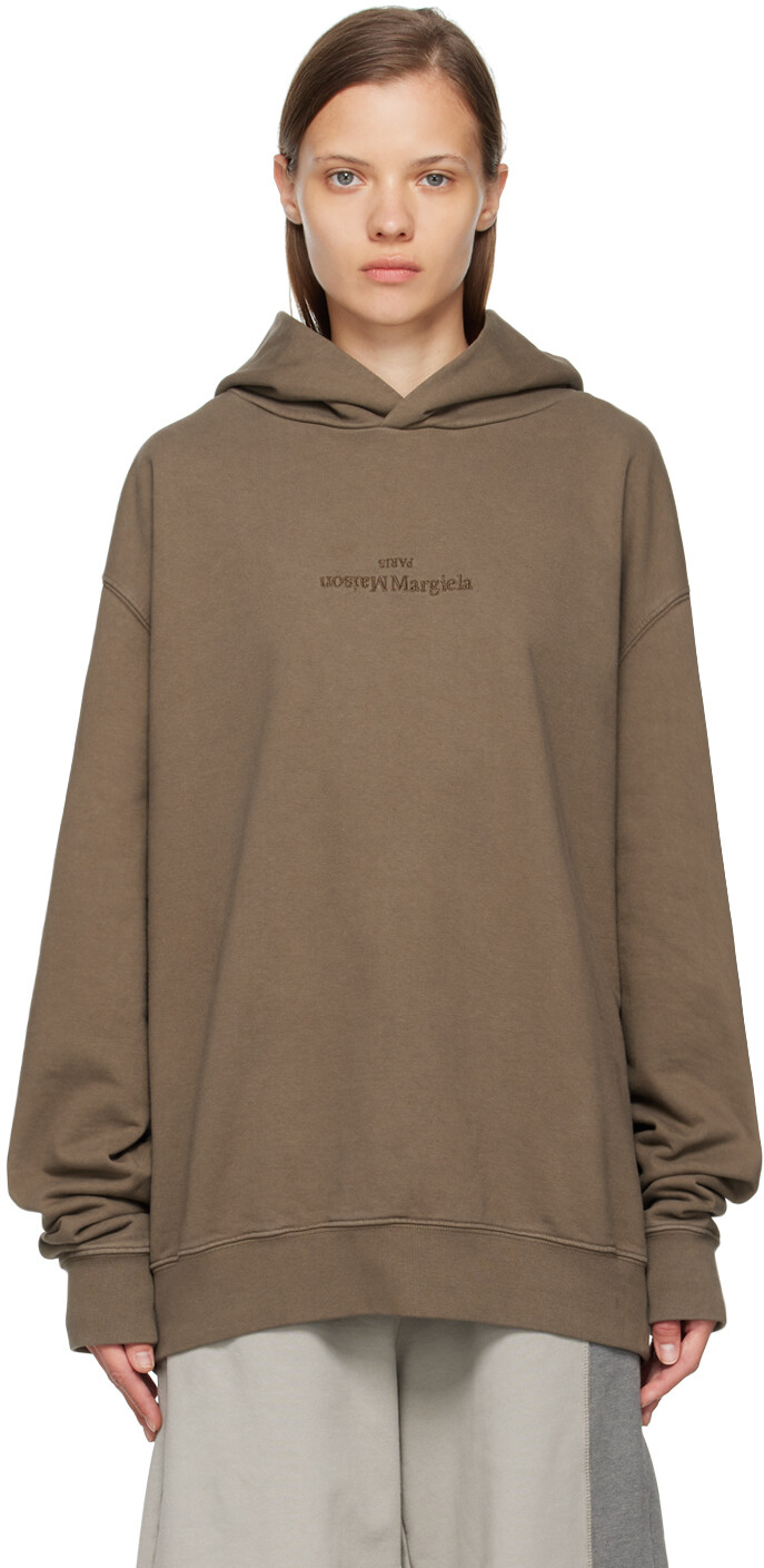 

Худи цвета хаки с вышивкой Maison Margiela