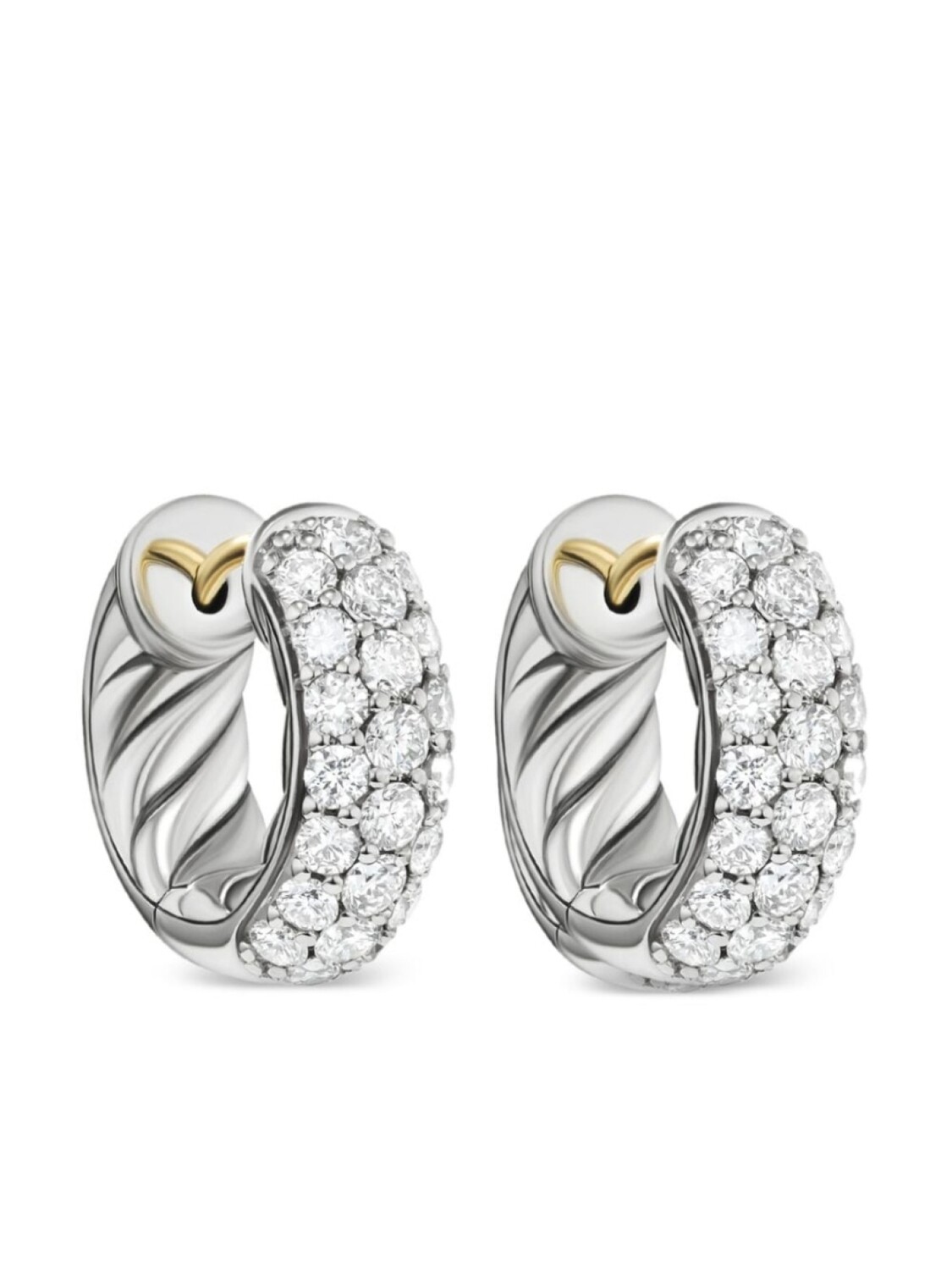 

Серебряные серьги-кольца с бриллиантами David Yurman, серебряный