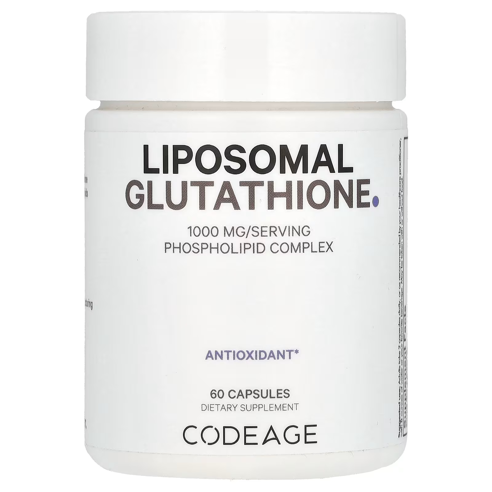 Codeage Липосомальный глутатион 1000 мг 60 капсул (500 мг на капсулу) codeage антиоксидант липосомальный глутатион 60 капсул