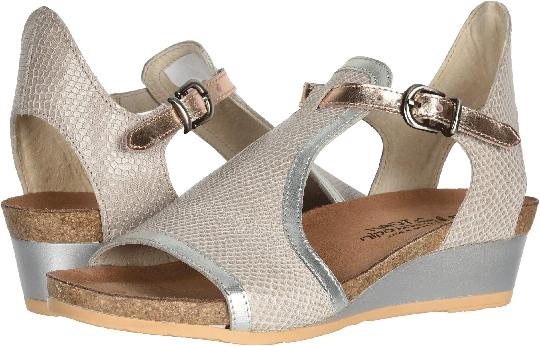 Босоножки Fiona Naot, цвет Beige Lizard Leather/Silver Luster Leather/Rose Gold Leather gold leather одеколон 200мл