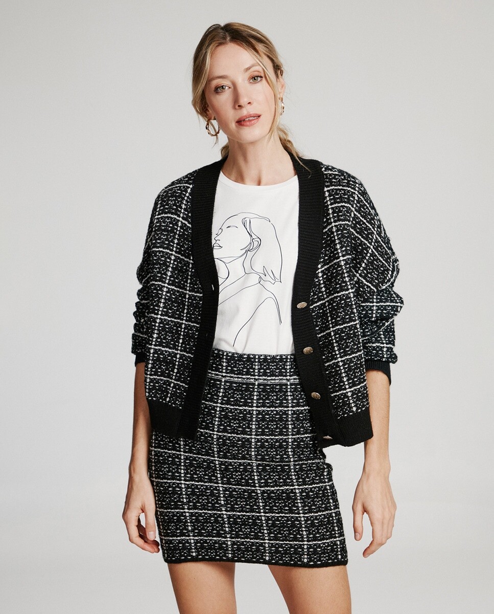 

Клетчатый женский вязаный кардиган Vero Moda, черный