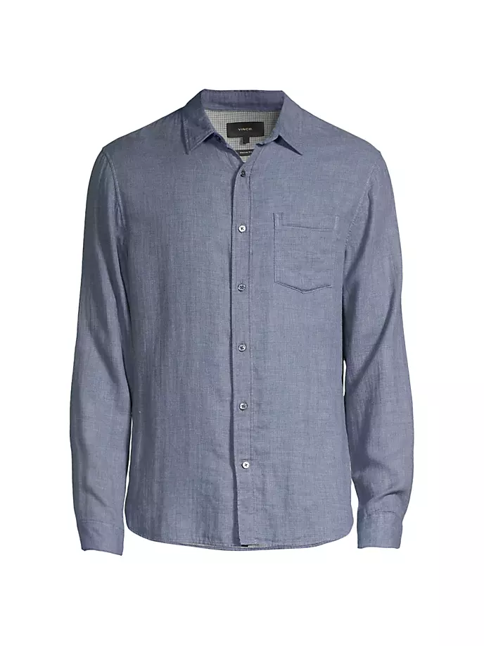 

Хлопковая рубашка с длинными рукавами Vince, цвет chambray