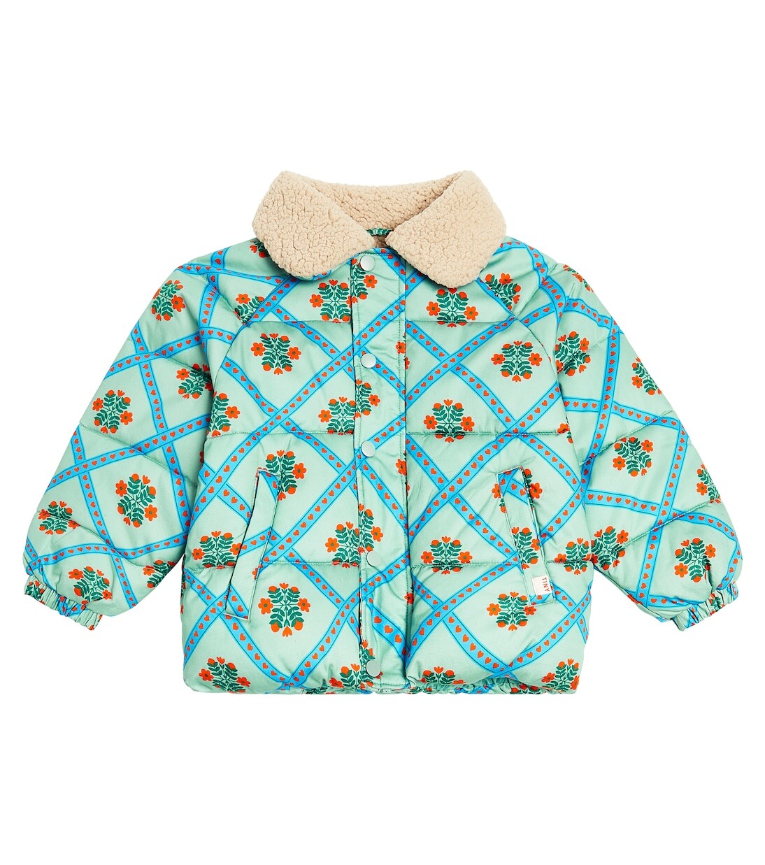

Пуховик из хлопка в стиле фольклор Tinycottons, зеленый