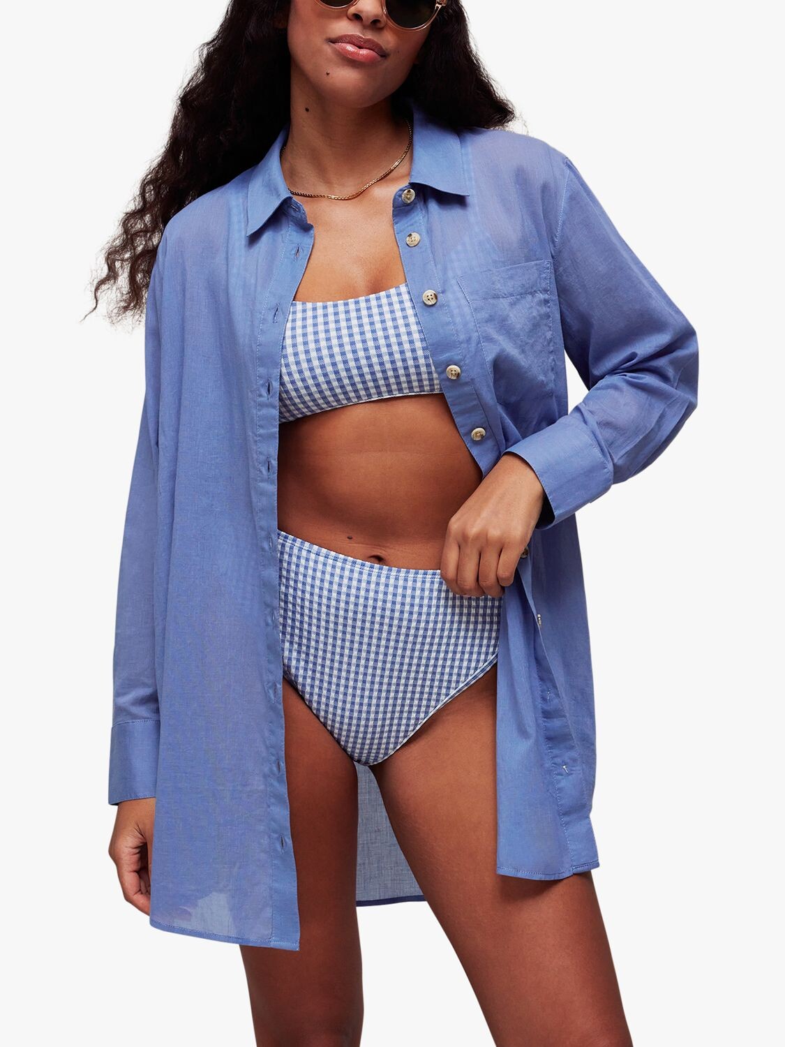 

Длинная пляжная рубашка Whistles Denim, синяя