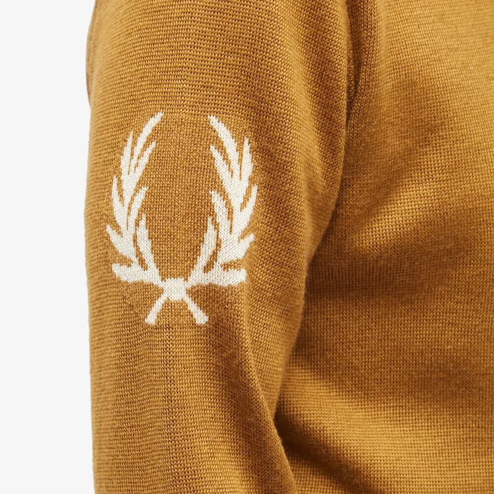 

Fred Perry Вязаная пряжа с круглым вырезом, лавровый венок интарсия, коричневый