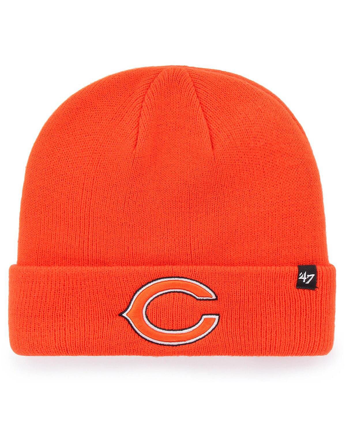 Мужская базовая вязаная шапка с манжетами '47 оранжевого цвета Chicago Bears среднего размера '47 Brand мужская серая вязаная шапка chicago bears highline с манжетами 47 brand
