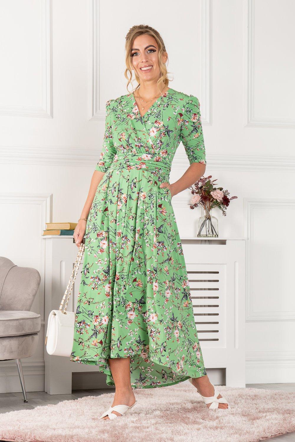 цена Платье макси Elenora со сборками на рукавах Jolie Moi, зеленый
