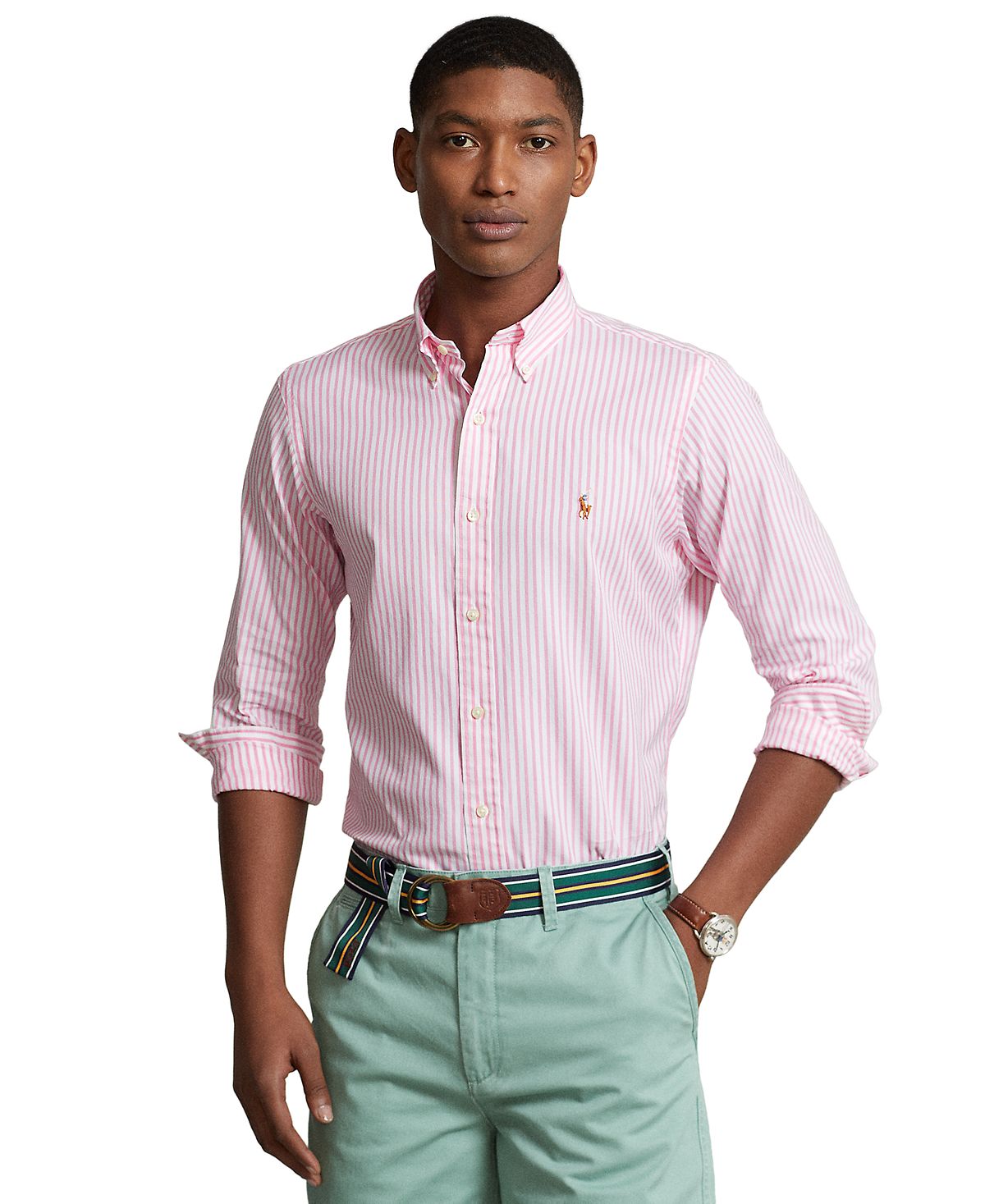 Мужская оксфордская рубашка классического кроя Polo Ralph Lauren мужская оксфордская рубашка классического кроя розового цвета scotta 1985 розовый