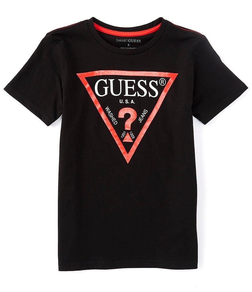 

Футболка Guess с треугольным рисунком Guess для больших мальчиков 8–18 лет с короткими рукавами, черный