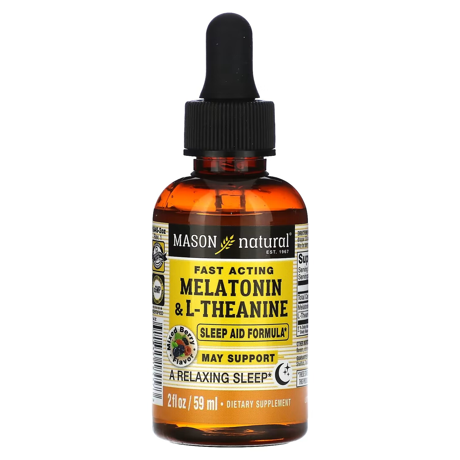 

Mason Natural Быстродействующая формула с мелатонином и L-теанином ягодная смесь 59 мл (2 жидк. Унции)