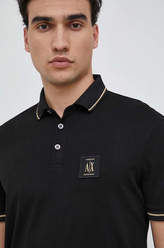 Хлопковая рубашка-поло Armani Exchange, черный