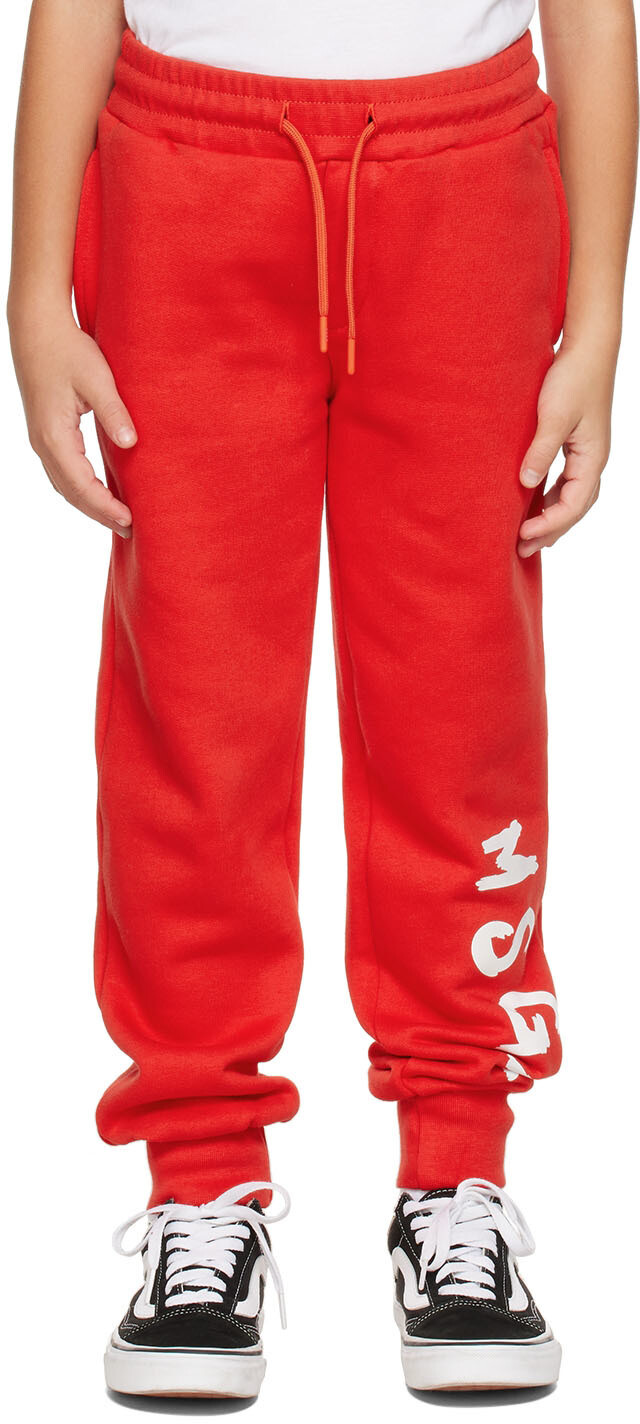 

MSGM Kids Детские красные брюки для отдыха с логотипом