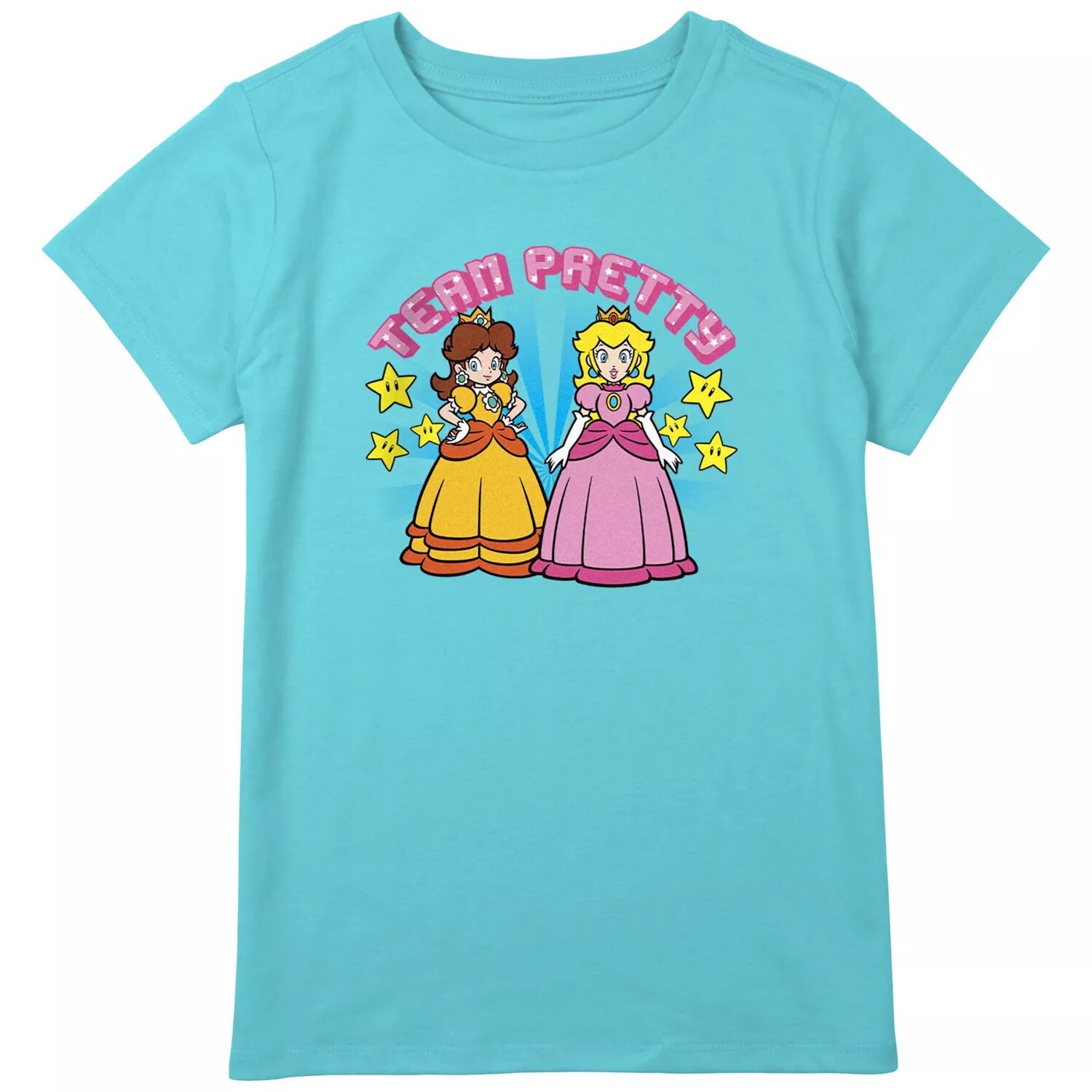 

Футболка Super Mario Team Pretty Princess Daisy с рисунком персиковых звезд для девочек 8–20 лет, стандартного размера и размера плюс Licensed Character