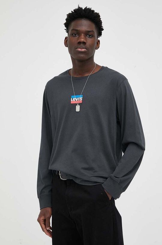 

Хлопковый топ с длинными рукавами Levi's, серый