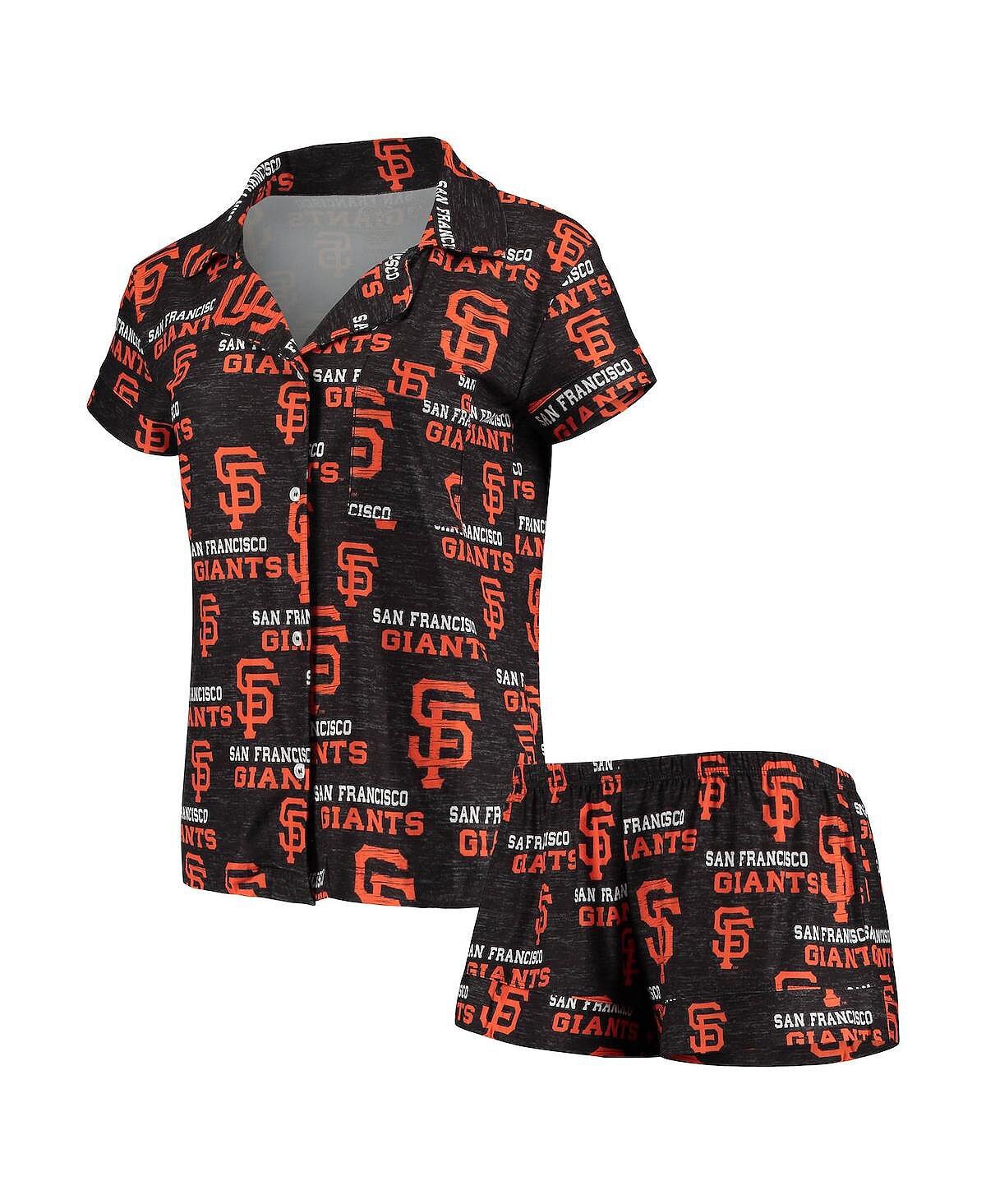 

Женский черный комплект для сна на пуговицах и шортах с принтом San Francisco Giants Zest Concepts Sport, черный