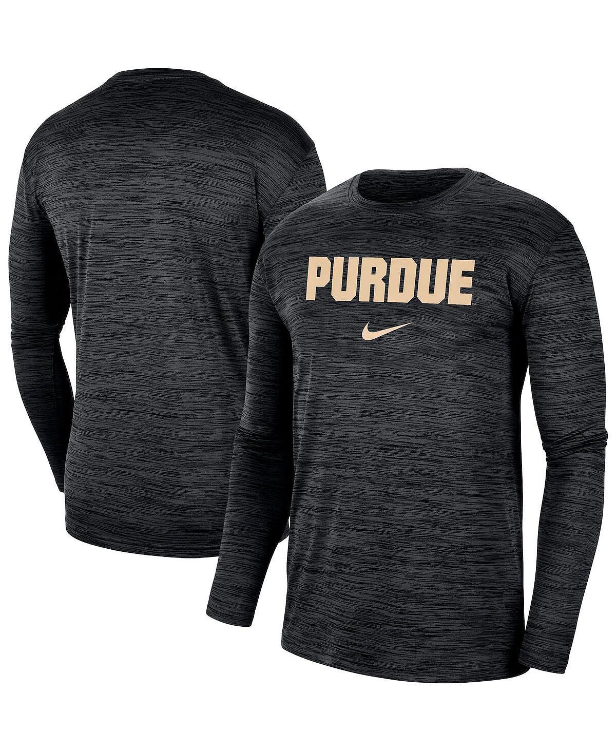 

Мужская черная футболка с длинным рукавом Purdue Boilermakers Team Velocity Performance Nike, Черный