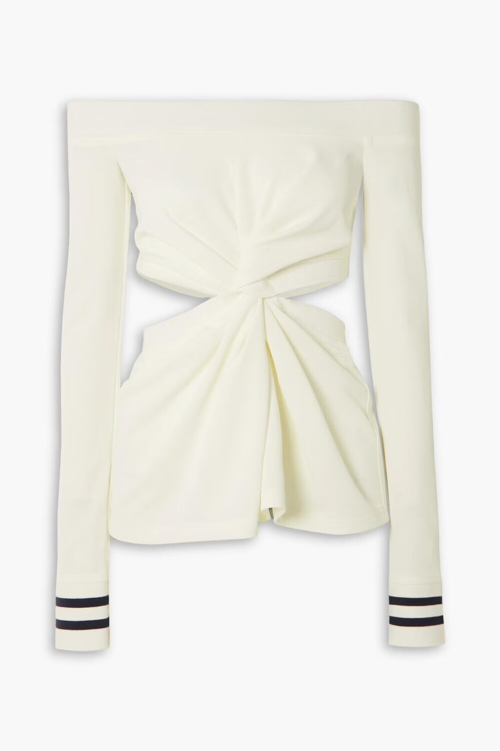 

Топ из крученого джерси с открытыми плечами Jw Anderson, слоновая кость