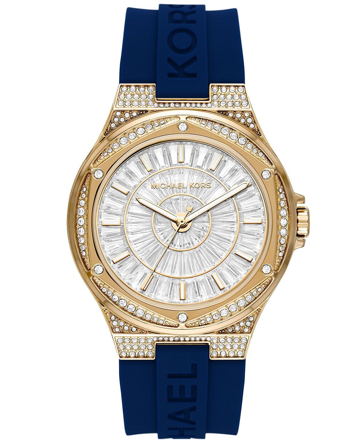 

Женские часы Lennox с тремя стрелками, темно-синий силиконовый ремешок, 43 мм Michael Kors