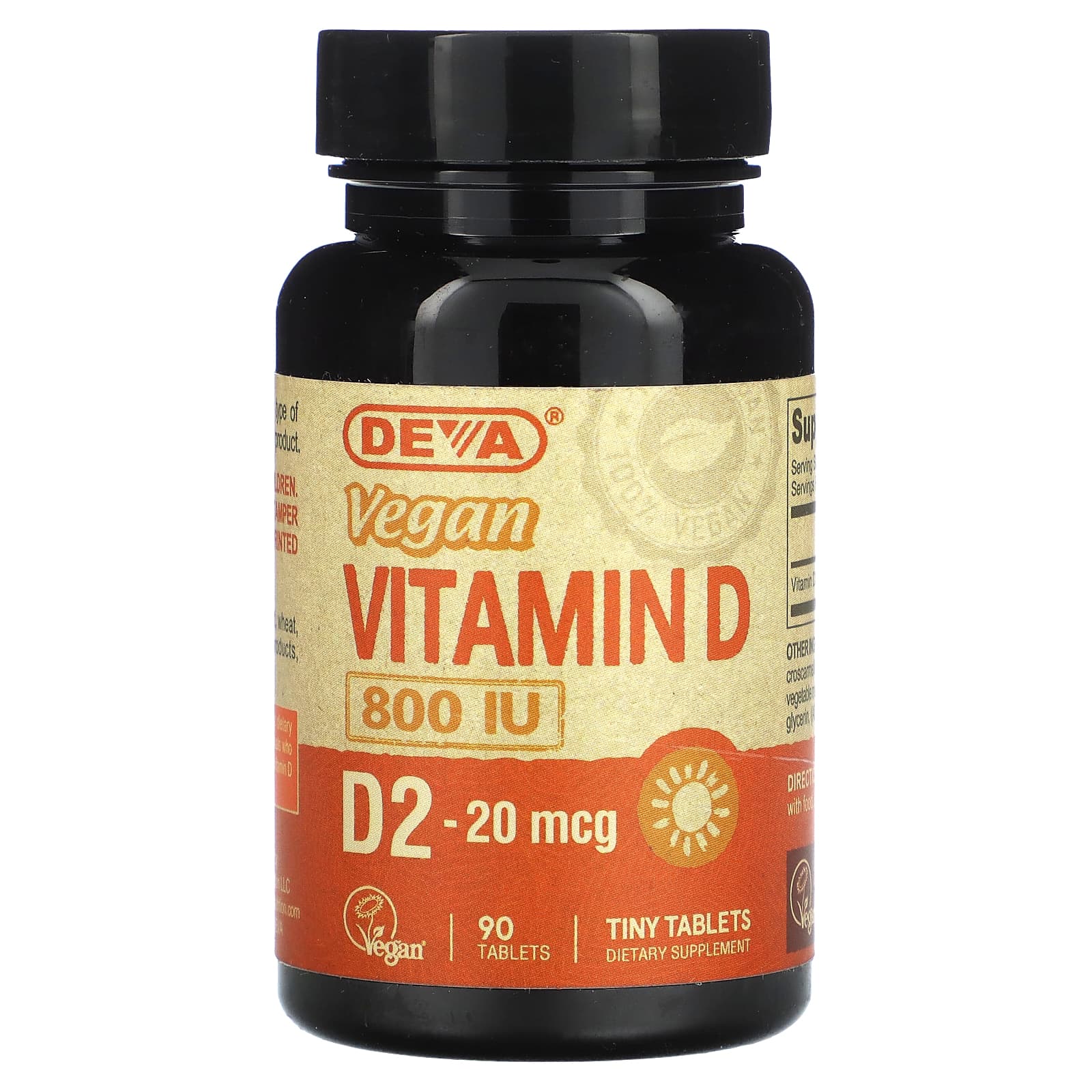 Deva Витамин D веганский 800 МЕ 90 таблеток deva веганский витамин c из нескольких источников 90 таблеток