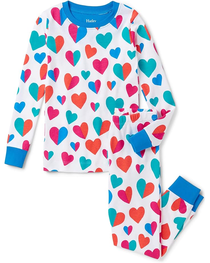 цена Пижамный комплект Hatley Split Hearts Pajama Set, белый