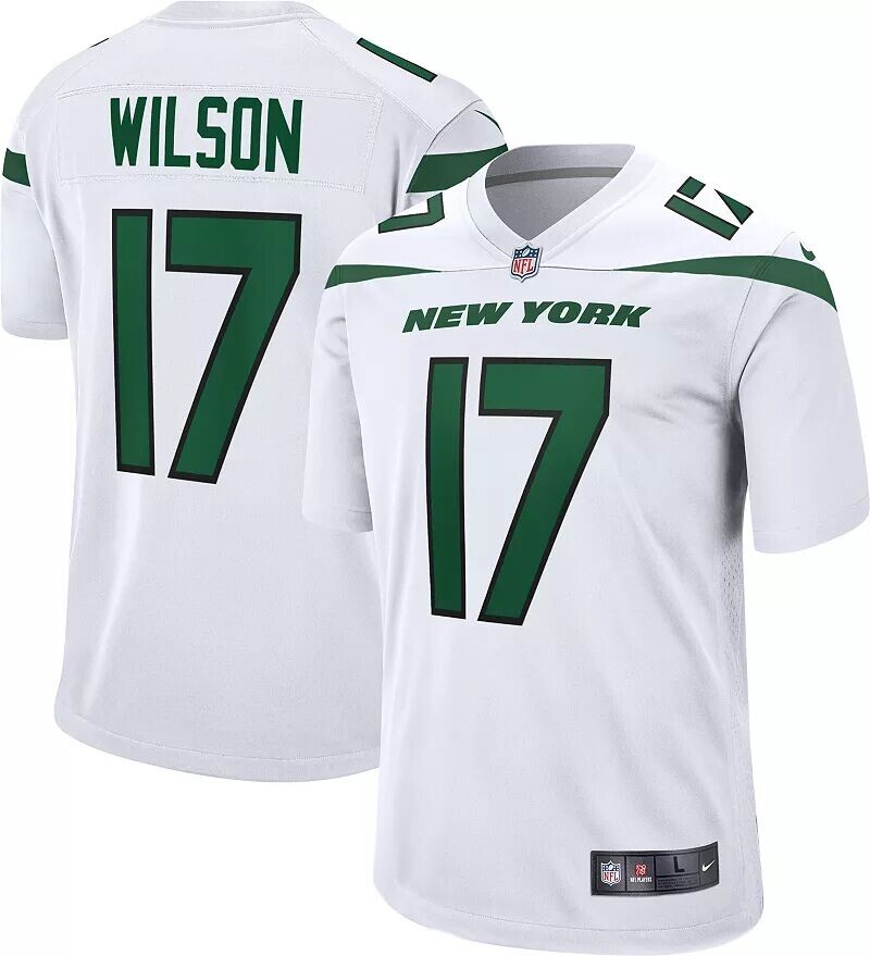 

Мужское белое игровое джерси Nike New York Jets Garrett Wilson #17