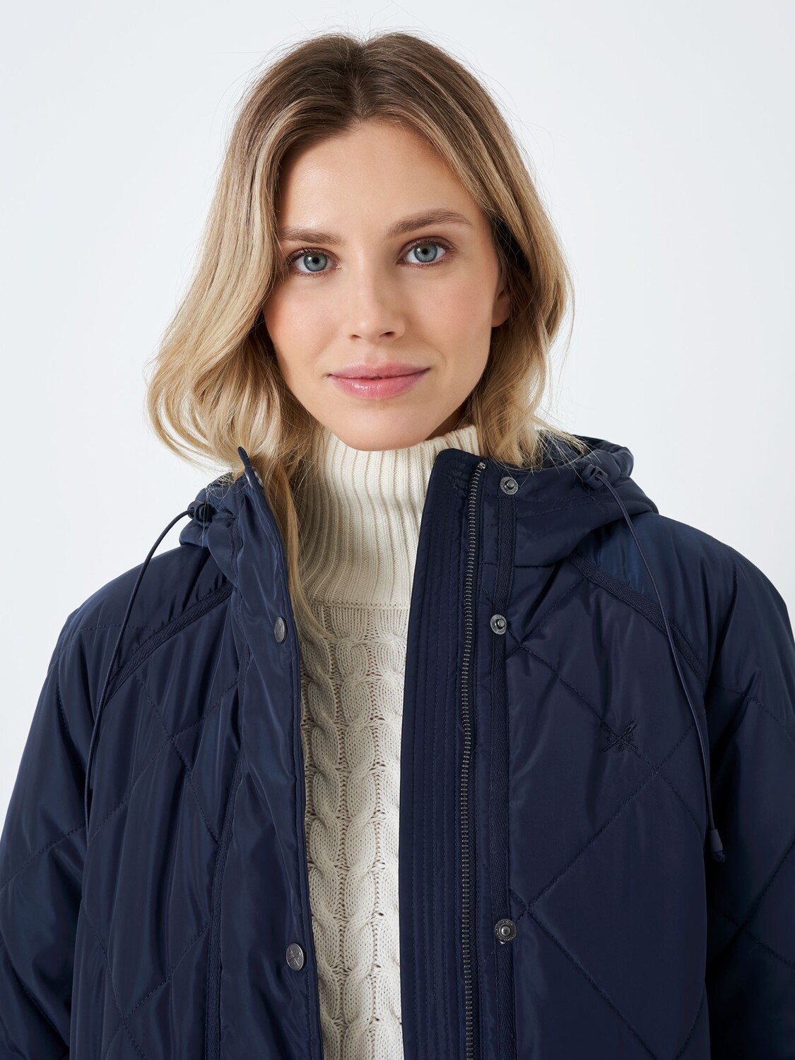 

Crew Clothing Длинное стеганое пальто Zoe Diamond, темно-синий