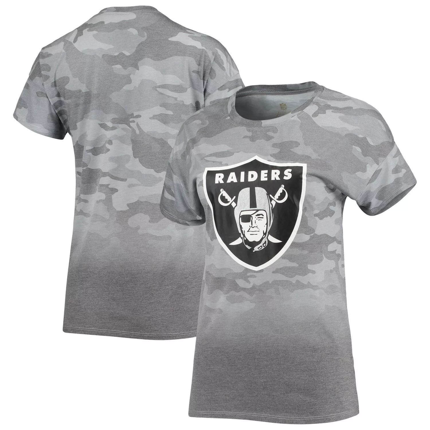 Серая/черная футболка Juniors с камуфляжным принтом Las Vegas Raiders Beth Dip-Dye Outerstuff