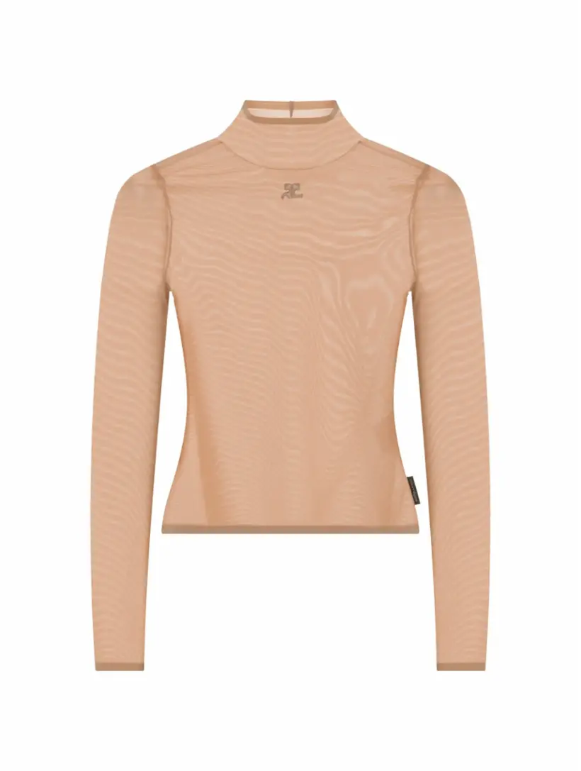 Топ с логотипом Courreges, бежевый