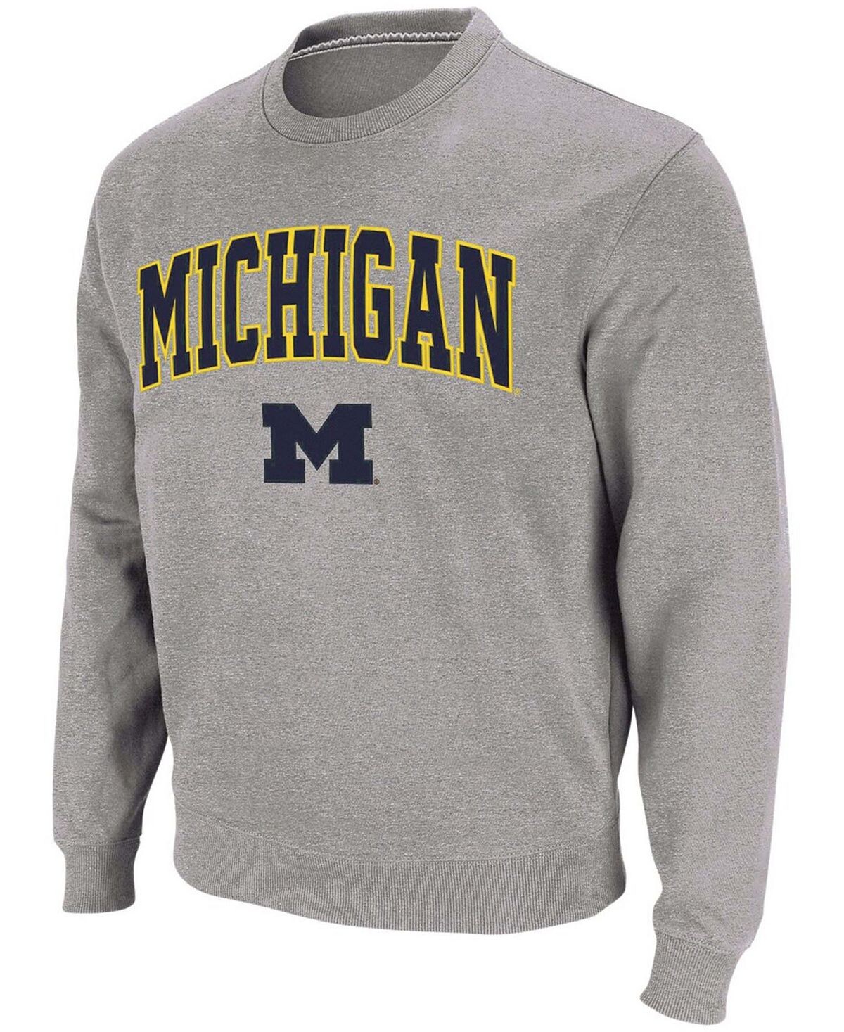 

Мужской свитшот с круглым вырезом и логотипом Heather Grey Michigan Wolverines Arch Colosseum
