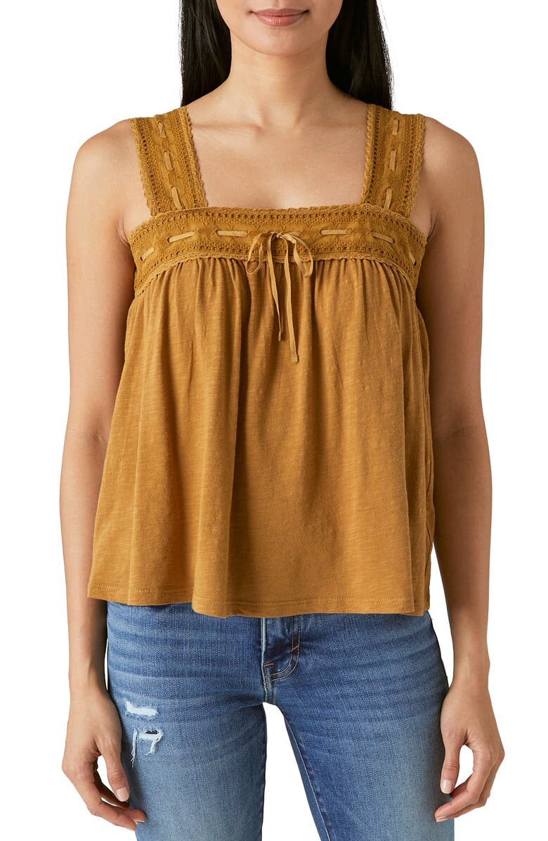 

Майка с квадратным вырезом и кружевной отделкой LUCKY BRAND